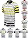 Enimay Men's Striped Athletic Polo Collared Casual Short Sleeve Shirt Tennis Golf
