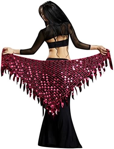 YuanDian Women Triangle Belly Dance Wrap Hip Scarf Belt Shiny Sequins Mermaid Professional Tribal Arabian Oriental Dance Waist Chain Skirts Clothes