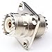 ANHAN RF Straight Adapter UHF Female to UHF Female Jack Adapter SO-239 SO239 Connector PL259 UHF VHF Antenna 4 Hole Flange Panel Mount connector 1Pack