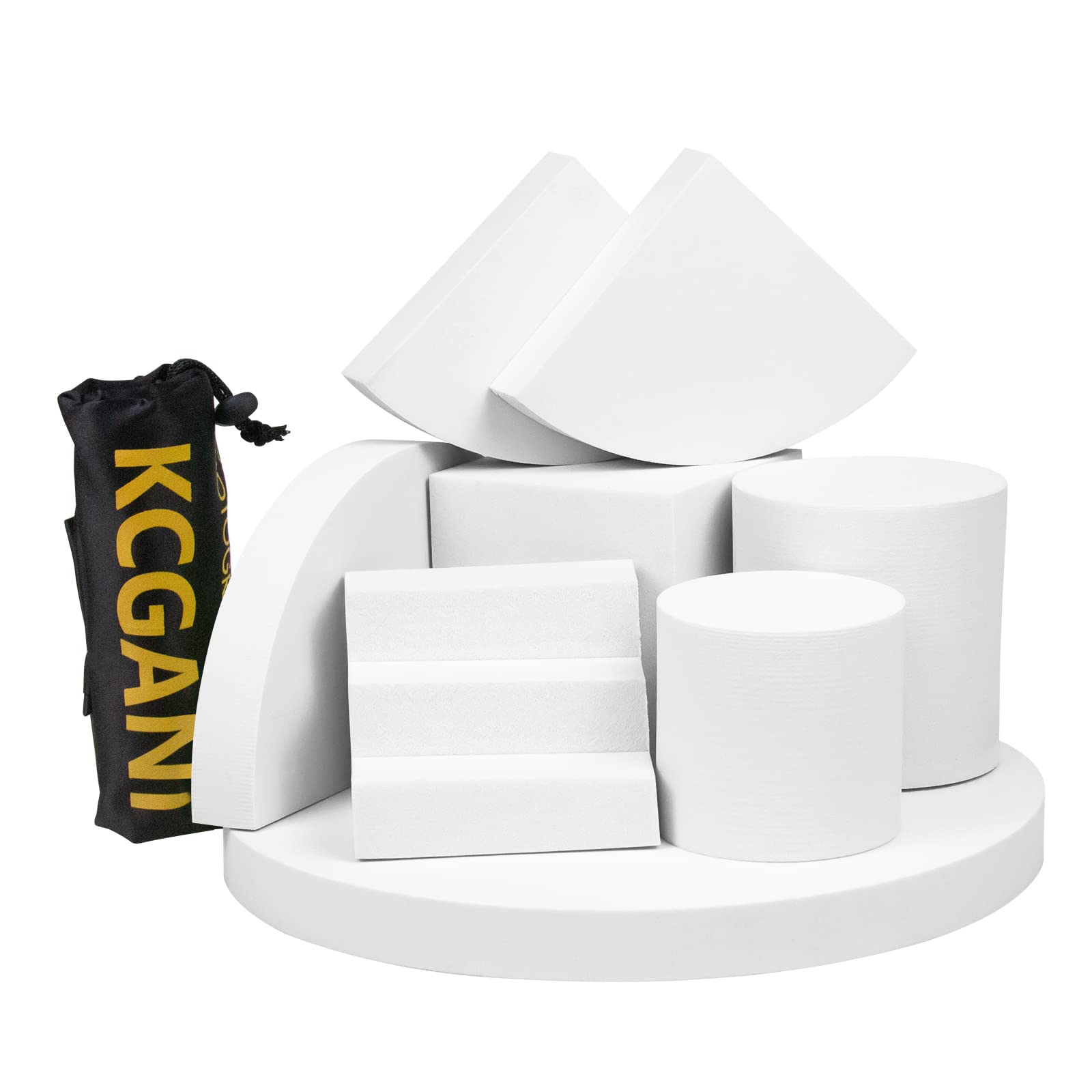 Photo 1 of Kcgani Small Products Photography Background Props Set, Waterproof EVA Geometric Cube Photo Props, Display Riser Stands Kit for Cosmetics, Lipstick, Jewelry, Goods, Crafts, Makeup Tools, 8pcs, White