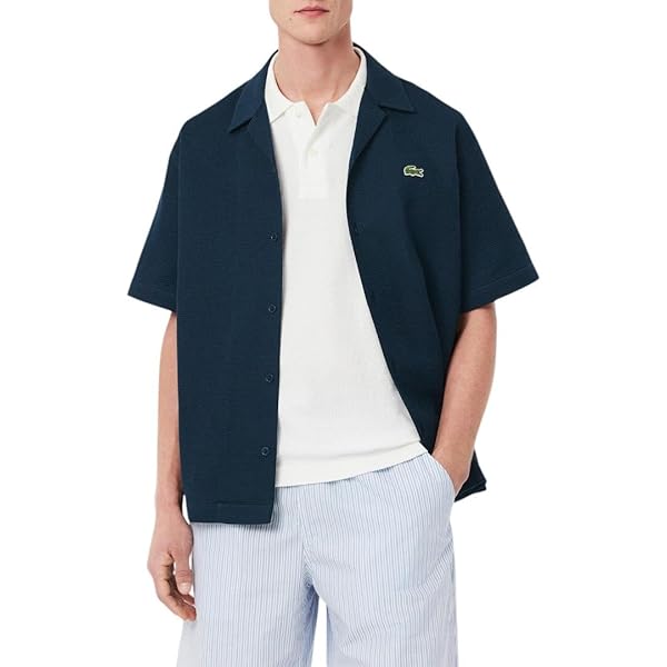 Amazon.com: Lacoste Men's Relaxed Fit Short Sleeve Waffle Knit