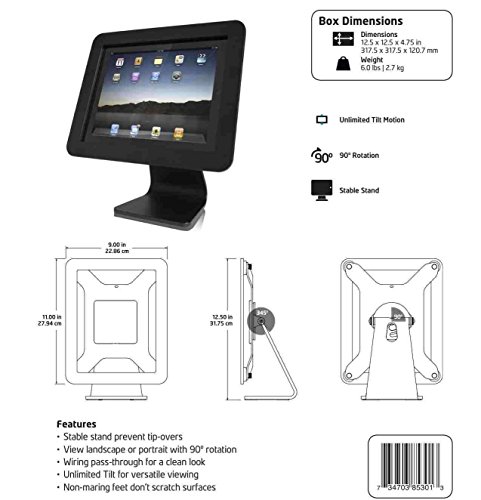Maclocks All-in-One Rotating iPad Security Stand, Black (AIO-B)