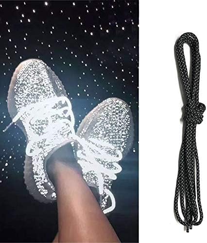 Megei 3M Shoe Laces, Super Bright Thick Round Reflective Shoe Lace 1.2m Shoe Lace For Sneaker Bright Shoe Lace 1 Pair