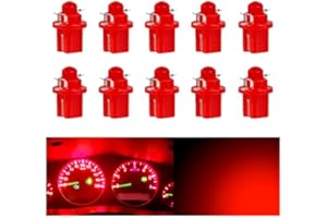 OtpOutopa Guage Cluster Speedometer Light Bulbs Super Bright 17 18 27 37 58 86 2721 Bulb T5 B8.5d COB 1SMD Led Dashboard Dash Cluster Speedmeter Instrument Panel LED Light Bulbs (Red,10PCS)
