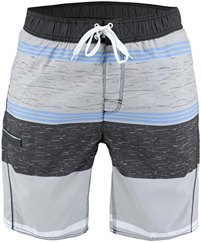 Matereek Men's Shorts Quick Dry Distressed Layers Swim Trunks Swimwear Grey Layers L
