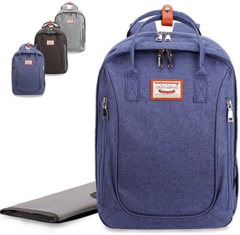 Savvy Nomad Diaper Bag Backpack with Changing Pad &amp; Stroller Straps,Multi-Function Waterproof Baby Travel Nappy Bags for Mom &amp; Dad - Large Capacity, Durable and Stylish-Blue