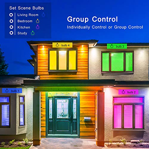 AXTEE Smart WiFi Light Bulb, RGB Dimmable Color Changing LED Bulbs E26 7W(60W Equivalent)with Remote Control, No Hub Required, Compatible with Alexa, Google Home and IFTTT for Home/Party/Bar (3 Pack)