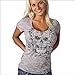 Hot Leathers GLC1037 Silver, XL Victorian Skull Ladies Burnout Biker T-Shirt (Silver, X-Large)