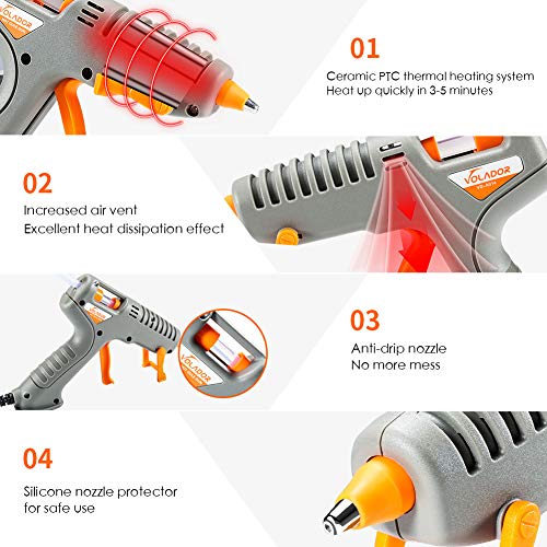 Hot Glue Gun, Volador 60W Anti-Drip Hot Melt Glue Gun Kit with 12PCS Glue Sticks for DIY Arts Crafts Sealing Hobbies Home Repairs