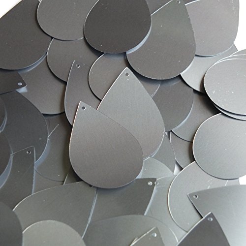 Sequin Steel Silver Gray Teardrop Drop 1.5 inch Metallic Couture Loose Paillettes. Made in USA.