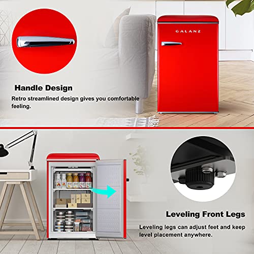 Galanz GLF31URDR Electric Mini Compact Upright Freezer Adjustable