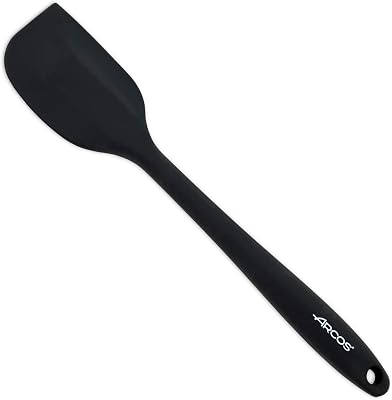 Espátula de silicone plana, retangular e flexível arcos 280 mm para virar, misturar e descolar alimentos na cozinha, língua de silicone profissional, preta