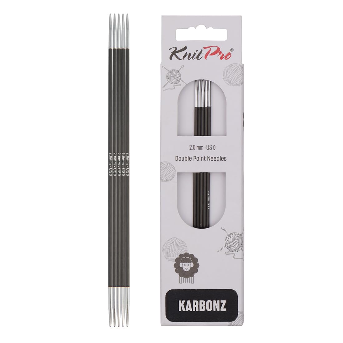 KnitPro Karbonz Double Pointed Needles 8" (20cm) | 2.00 mm