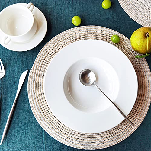 Smaafit Round Braided Placemats,Set of 6 Table Place Mats for Round Dining Tables,15 inches