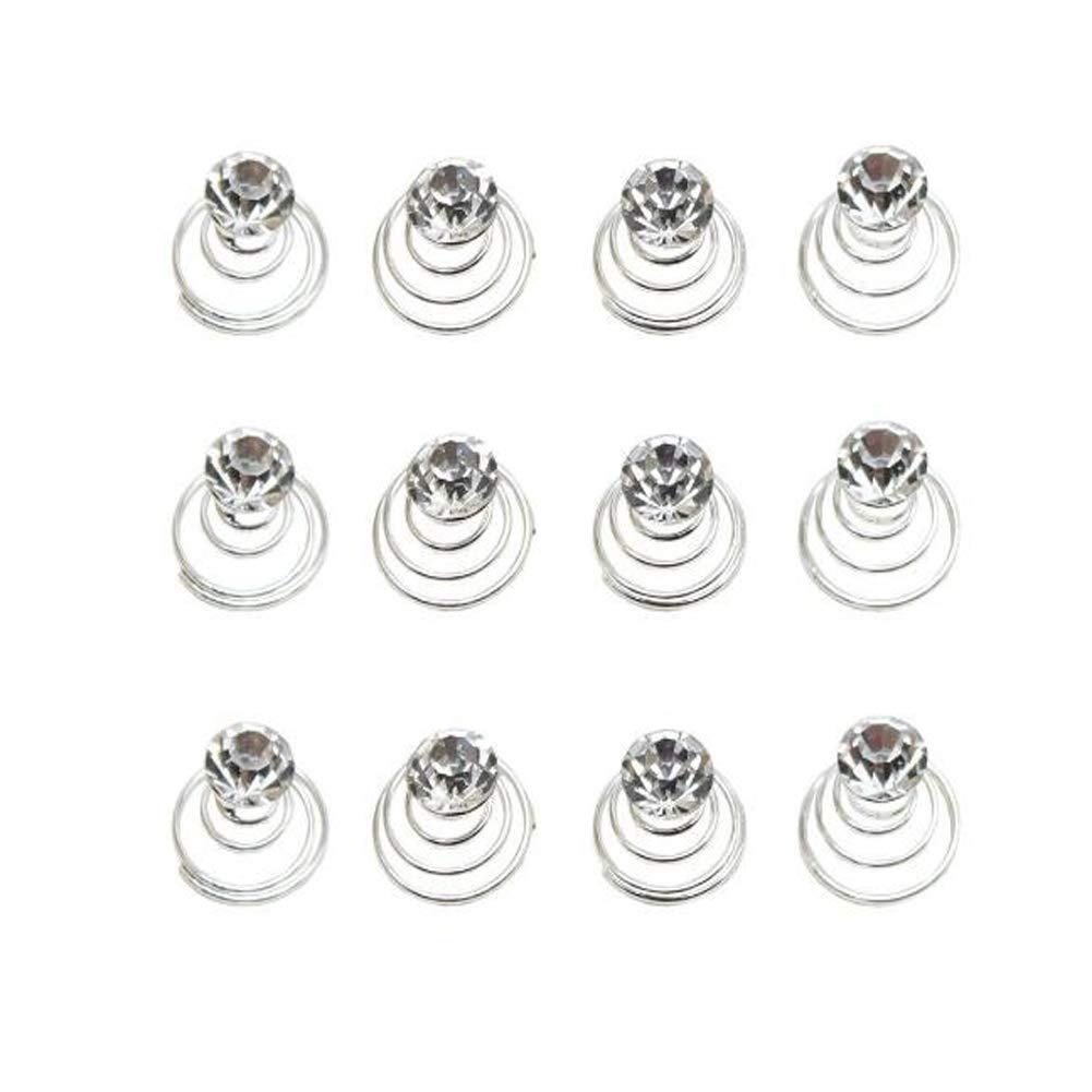 12PCS Rhinestone Spiral Hair Pin Bridal Wedding Spiral Twist Crystal Hair Clip