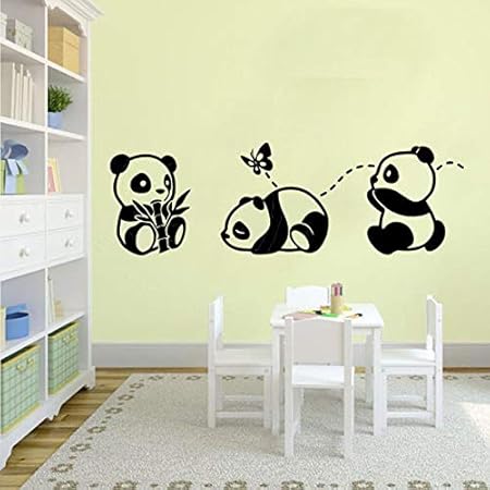 Asfga Cartoon Children Panda Catch Butterfly Wall Decal Baby Room Kindergarten Family Decoration Vinyl Wall Sticker Girl Boy Bedroom Teen Room Art Cute Mural Gift 30x92cm Amazon Co Uk Kitchen Home