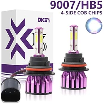 9007 HB5 LED Headlight Bulbs High Low Beam 6000K Cool White Bright 12000lm 4 Side COB Chips Car Headlamp Replacement Kit (Pack of 2)