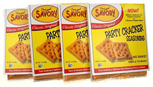 Original Savory Saltine Seasoning 4 Packs + 4 Zip Top Bags + Recipe Card Bundle