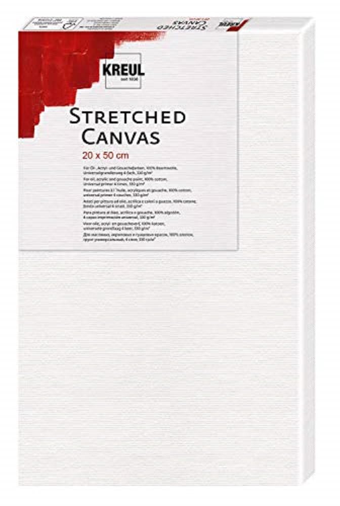 KREUL 592050 Stretched Canvas Stretcher Frame 20 x 50 cm Beginner Quality Ideal for Acrylic and Gouache Paints Cotton Canvas 4 Positions Primed