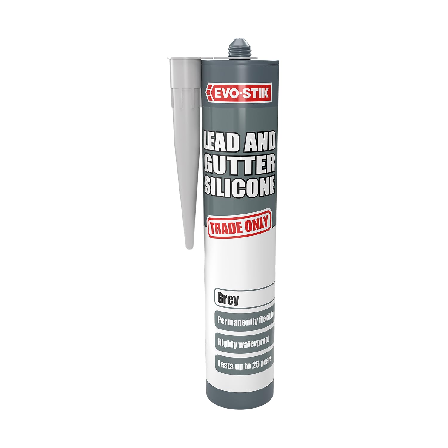 EVO-STIK Lead and Gutter Silicone Sealant Grey - 290ml - Highly Waterproof - Lasts Up to 25 Years