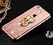 LG K10 Secret Garden TPU Case, Houshine Glitter Electroplate Bumper Bling Butterfly Soft TPU Silicone Flip Back Cover Case + Love Heart Ring Stand for LG K10, Rose Gold Bumper +Stand