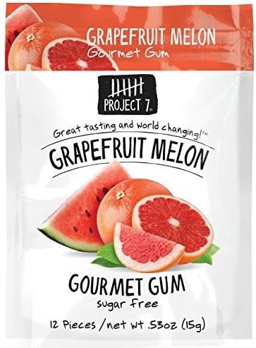 Project 7 Grapefruit Melon Gourmet Gum, 0.53 oz (1 Pack) by Project 309