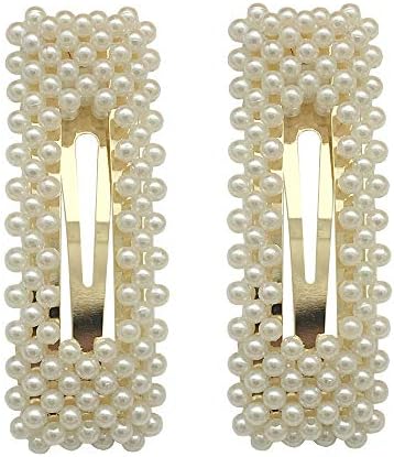 Earofcorn 2019 Europe America Fashion Pearl Headwear BB clip Sweet Temperament wild Explosion Type One Word Clip Side Clip Boutique 2 pcs for Women (Style1)