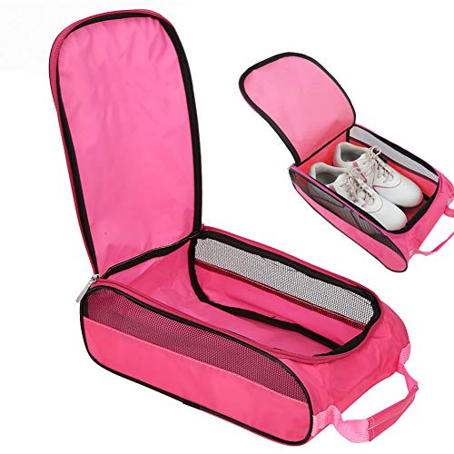 Pink Shoe Carry Bag Large Capacity Nylon Breathable Sports Shoe Bag Carry Tote Bag for Tennis
