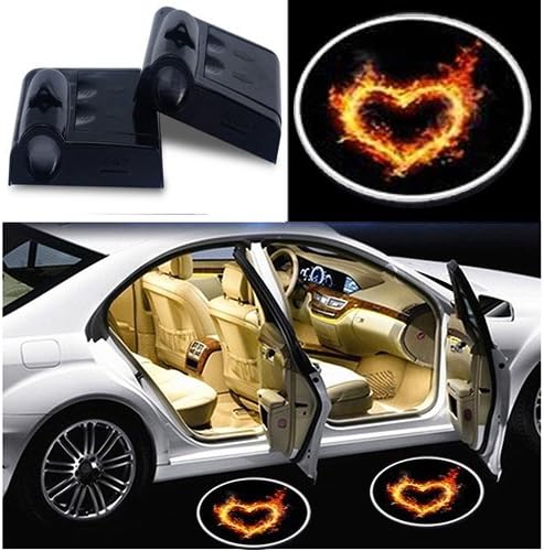 TaiFuMaoYi Car Door LED Lighting Entry Laser Ghost Shadow Projector Welcome Lamp 2pcs - A hearts Logo