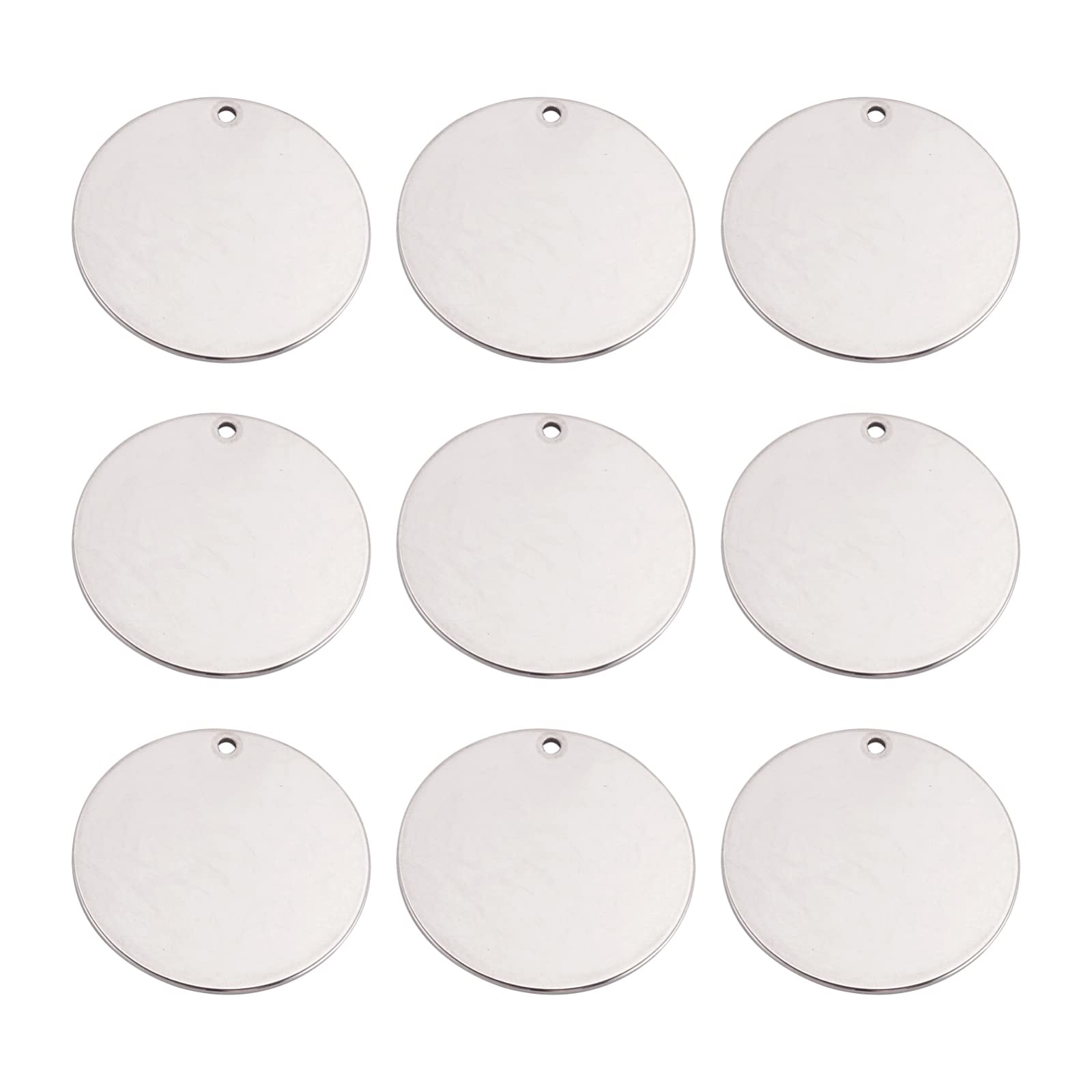 PandaHall 10pcs Stainless Steel Flat Round Pendants 30x1mm Flat Round Charms for DIY Jewelry Making