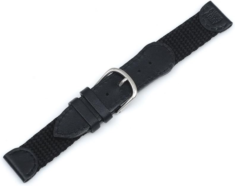 Genuine Swiss Army Brand 17mm-Nylon/Leather-Black Band Small Size