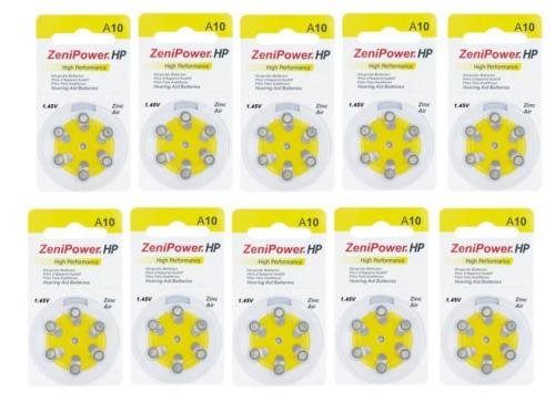 Zenipower Hearing Aid Batteries Size: 10 (60 Batteries)