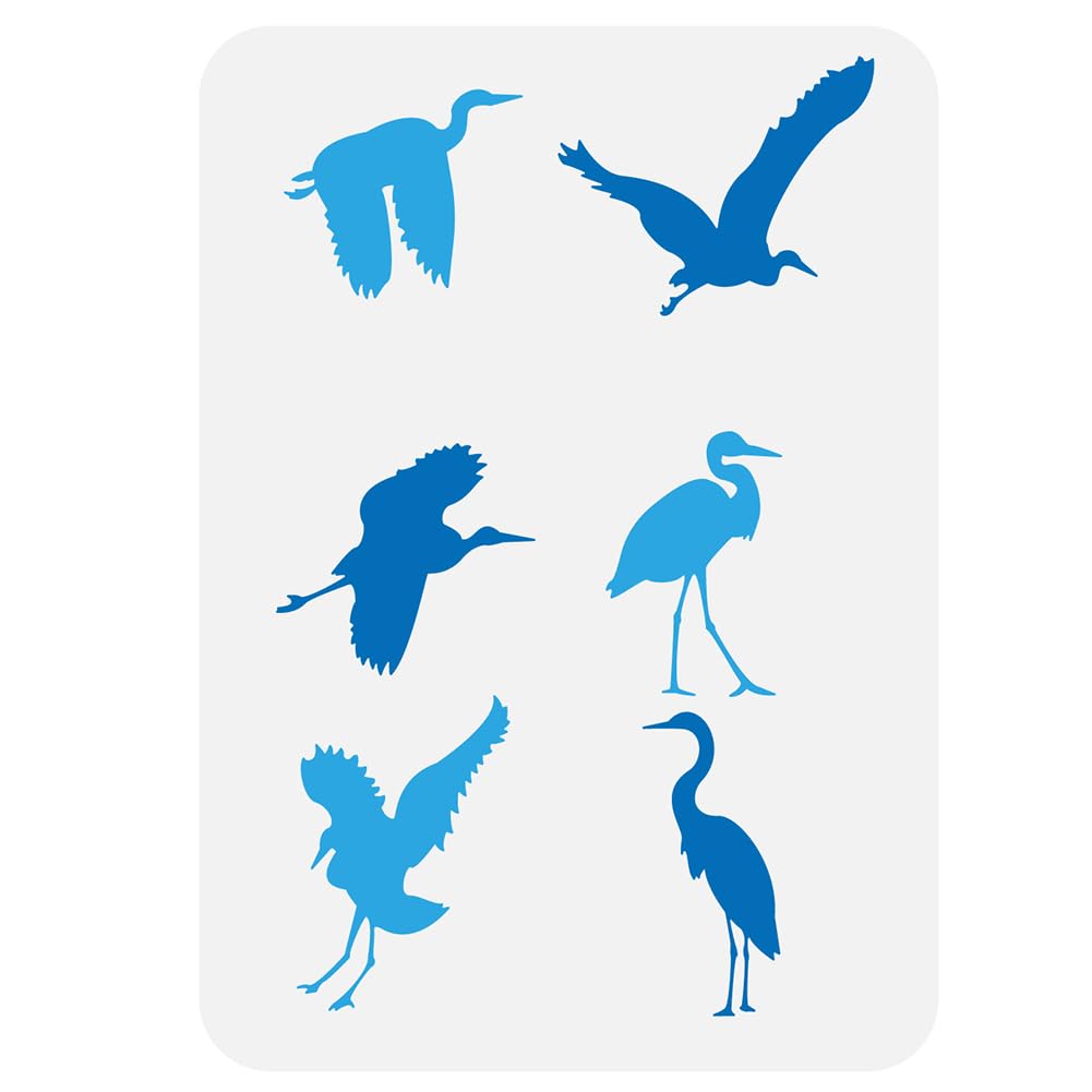 FINGERINSPIRE Heron Bird Painting Stencil 21x29.7cm Large Flying Birds Stencil for Painting Standing Birds Drawing Template Reusable Heron Birds Stencil Animal Theme Template for DIY Crafts