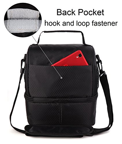 Lunch Bag For Boys Men Women Kids, F40C4TMP YKK Zipper Insulated Soft Tote Cooler Box With Pocket,Shoulder Strap, Medium Black (6 Can)