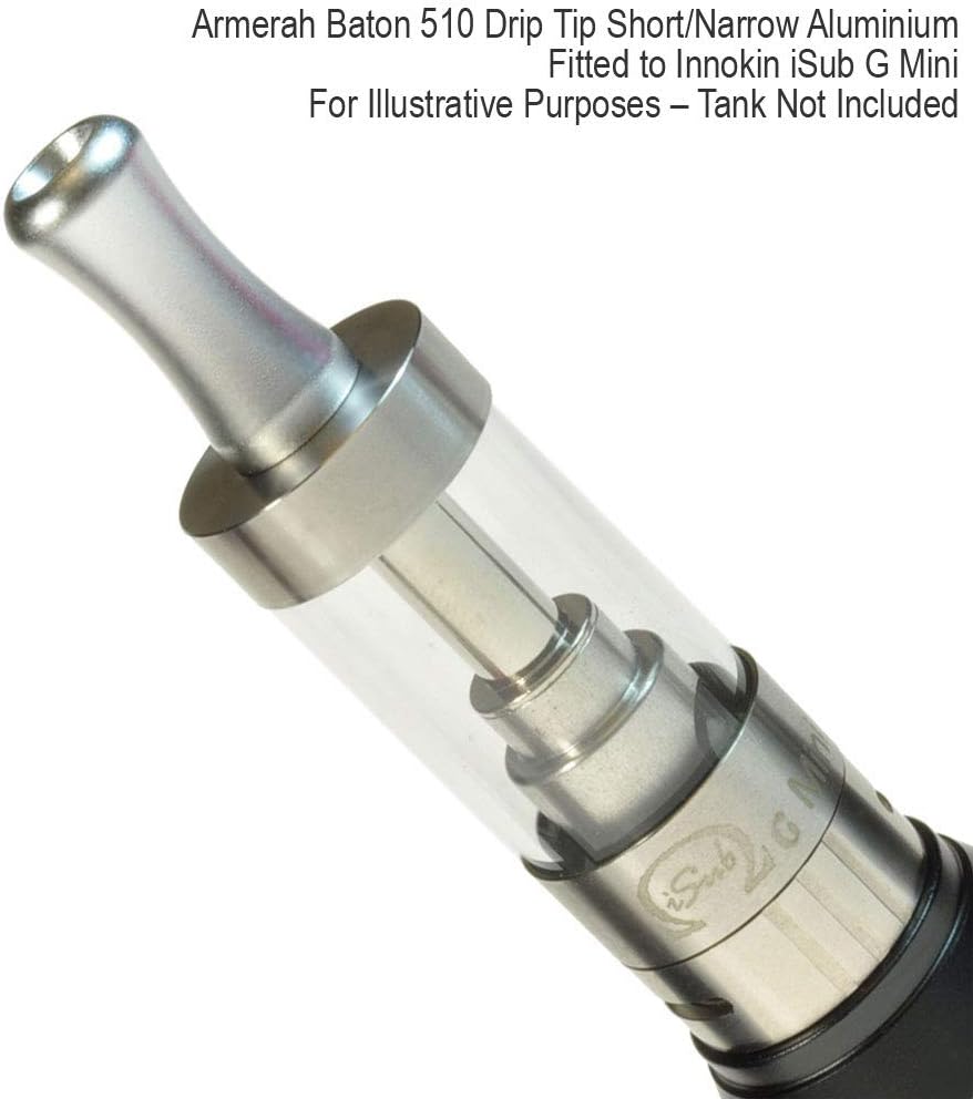 Armerah Baton 510 Drip Tip eCig Mouthpiece Short/Narrow Aluminium/Solid 3 Pack Silver - Image 5