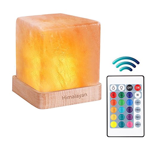 Taohua Garden Natural Himalayan Salt Lamp Rock Crystal RechargeableBuilt-in battery Remote control 15colours Decorative Air Purifier Present For Friend(Multi-colored)