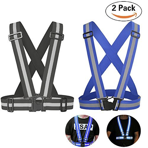 Safety Reflective Vest with Adjustable Strap for Running, Cycling, Motorcycle and Walking, Fits over Outdoor Clothing, Breathable Waterproof Lightweight and 360Â°High Visibility Design(2 Pack)
