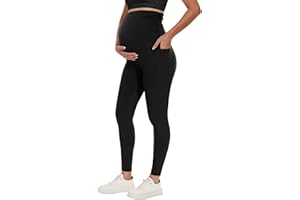 UBCUTE Women's Maternity Leggings Over The Belly-High Waisted Pregancy Yoga Pants Workout Active with Pockets