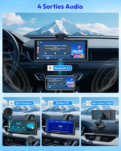 ESSGOO Écran Carplay Voiture, Supporte A-pple Carplay sans Fil et Android Auto, Écran Tactile IPS de 10.26 Pouces avec Capteur de Lumière, Prend en Charge Mirror Link, Assistants G-oogle et Siri