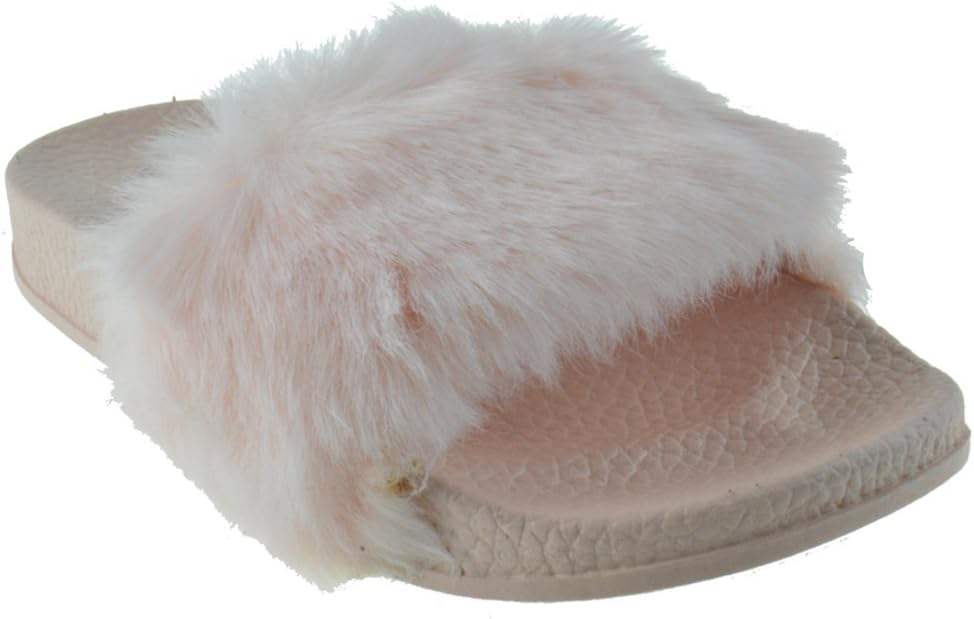 Izzy 24k Little Girls Faux Fur Softy Slip On Slider Sandals 12 Light Pink