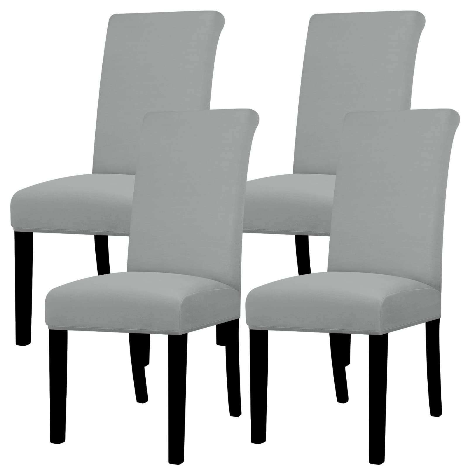 Lellen Dining Chair Covers Set of 4, Stretch Chair Covers Dining Chair Slipcovers Removable Washable Reusable Home & Kitchen Decor Protector Dining Room Chair Covers,Silver Grey