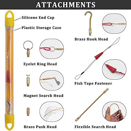 KOOTANS 11 ft Fiberglass Wire Running Kit Wall Cable Wire Fishing Rod