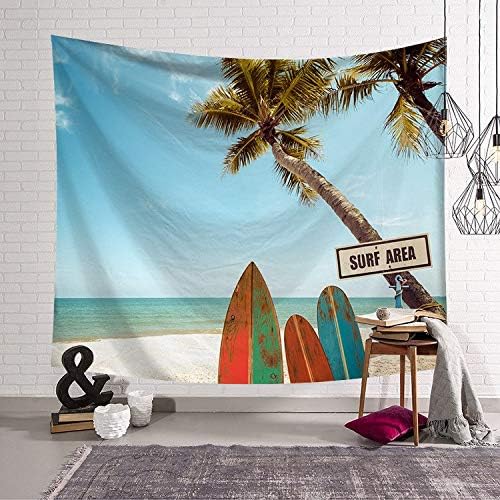 GUOXAOHAO Seaside Scenic Hanging Wall Tapestry Beach Surf Palm Trees Car Print Hippie Boho Mural Carpet Yoga Beach Towel Home Decor,3,200x150cm