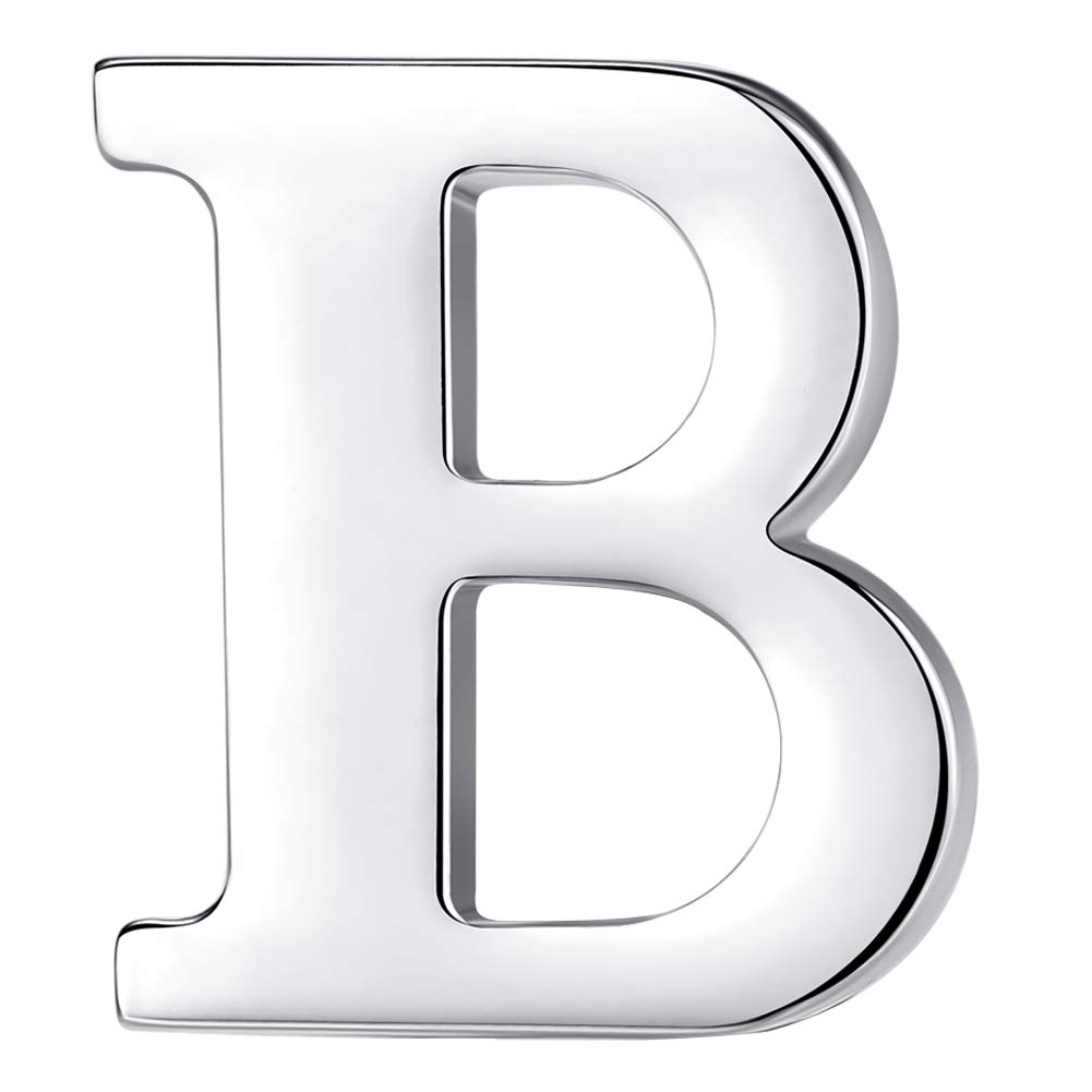 HONEY BEAR 1pc Alphabet Letters A to Z Collar Brooch Label Pins Badge for Mens' Suit/Women's Shirt for Business Gift,Silver B 0.94in