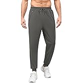 Auxo Men's Fleece Lined Joggers with Zipper Pockets Water Resistant Winter Stretch Tapered Pants Athletic Workout Sweatpants