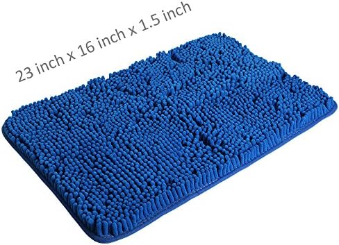 Bath Rug, Kapas [W16" x L23"] Soft Shaggy Non Slip Absorbent Bath Mat Bathroom Shower Rugs (Blue)
