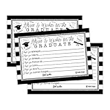 25 Silver Graduation Advice Words of Wisdom Cards For Graduate Class of 2018 College, High School, University Grad, Funny Black and Gold Party Games, Presents, Activities Keepsakes for 4x6 photo album