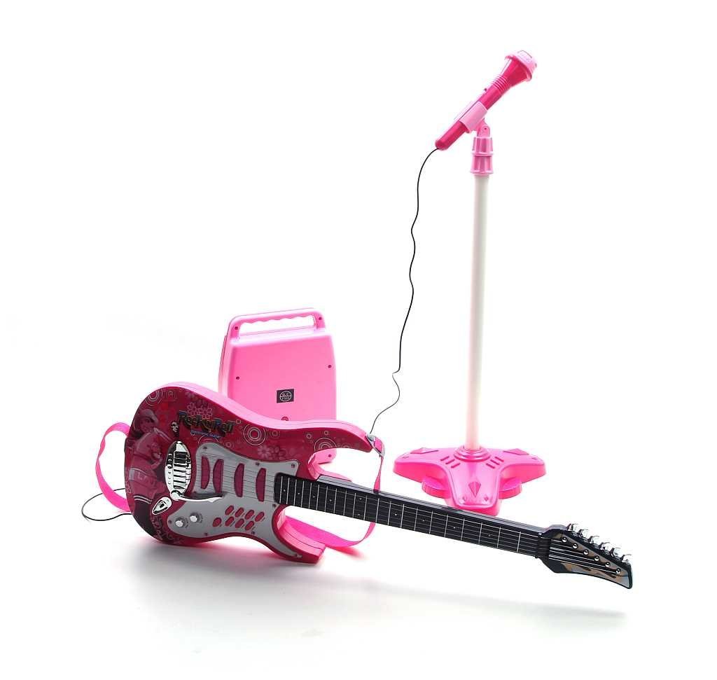 BSD Toy Rock Guitar with Steel Strings, Amplifiers, Adjustable stand and Microphone Toy Rock