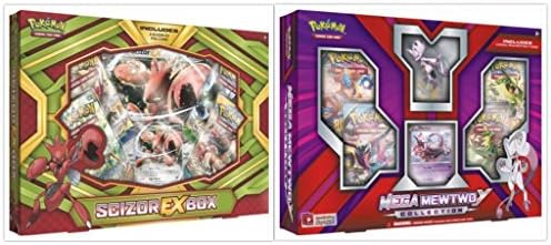 Pokemon Trading Card Game Scizor EX Box and Mega Mewtwo Y Collection Bundle, 1 of Each