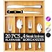 Teivio 24-Piece Silverware Set, Flatware Set Mirror Polished, Dishwasher Safe Service for 4, Include Knife/Fork/Spoon with Bamboo 5-Compartment Silverware Drawer Organizer Box primary